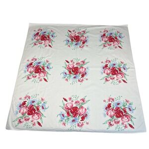 Vtg 50s St Regis Springmaid Tablecloth Floral Cotton Springs Mills 48x50 USA